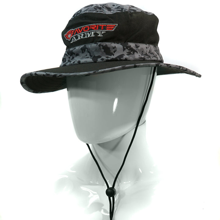 Favorite Fishing boonie hat with army logo, lightweight hat with wide brim for sun protection and outdoor activities.
