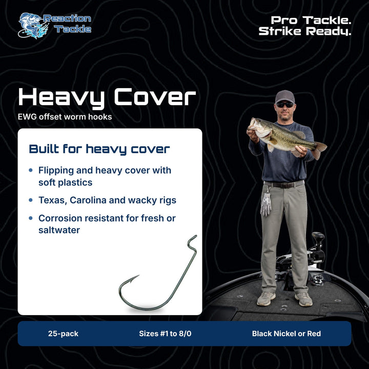 Reaction Tackle Offset EWG Worm Hooks (25-Pack)