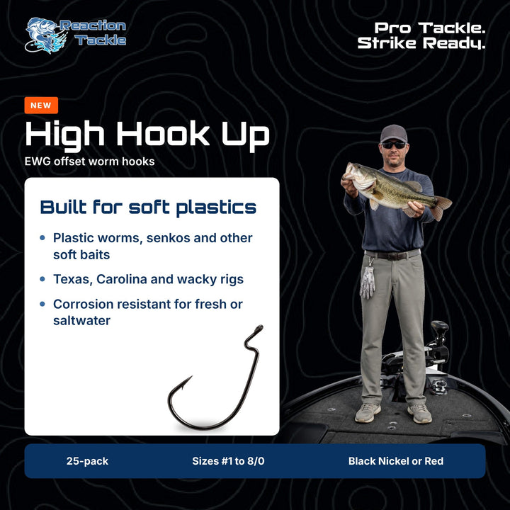 Reaction Tackle Offset EWG Worm Hooks (25-Pack)