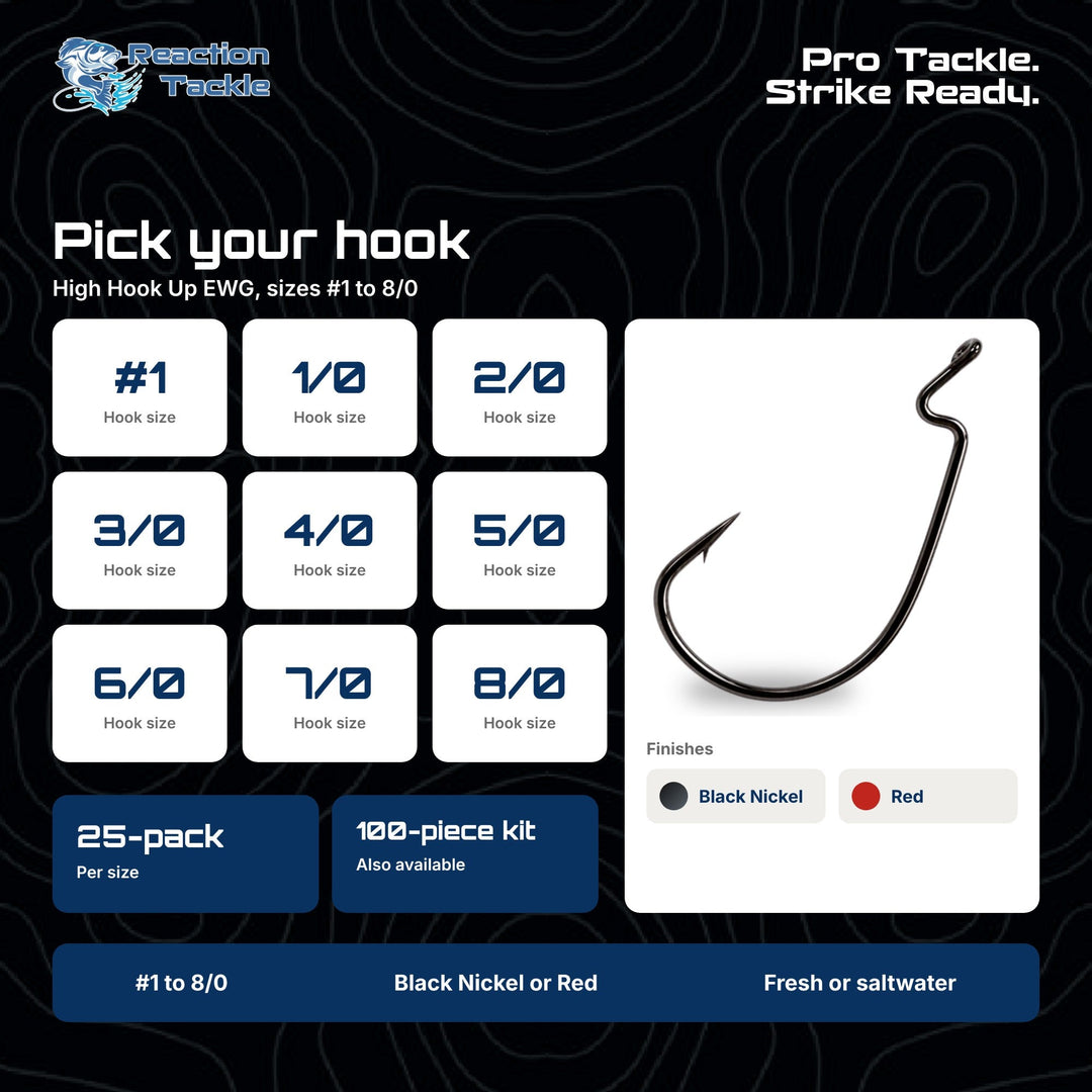 Reaction Tackle Offset EWG Worm Hooks (25-Pack)