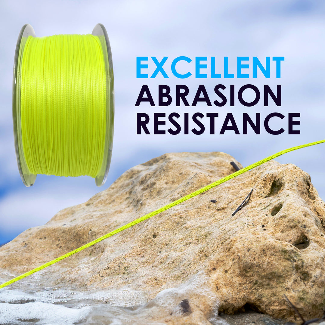 Reaction Tackle Hollow Core 16 Strand Braided Fishing Line, close-up showing durable, high-strength braided fishing line with hollow core design.