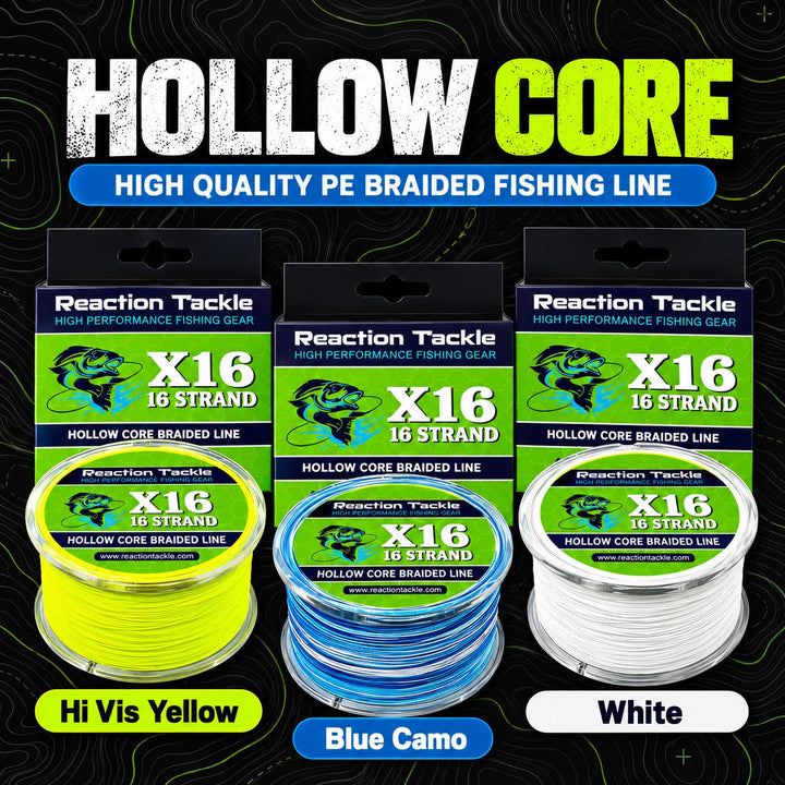 Reaction Tackle Hollow Core - 16 Strand Braided Fishing Line