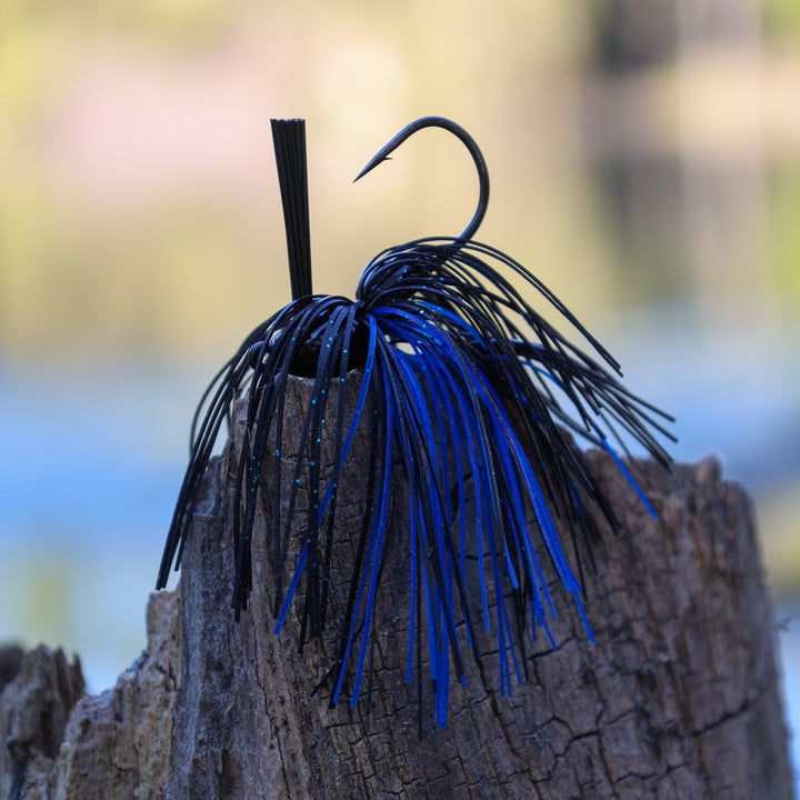 Reaction Tackle Lead Swim Jigs, weedless bass fishing lures in a 3-pack, designed for effective bass fishing.