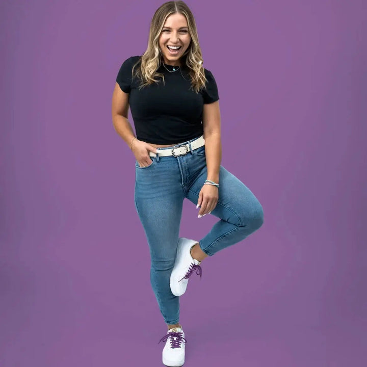 Elastic shoelace in cosmic purple by Bread, showing the vibrant, stretchy laces suitable for sneakers or athletic shoes.