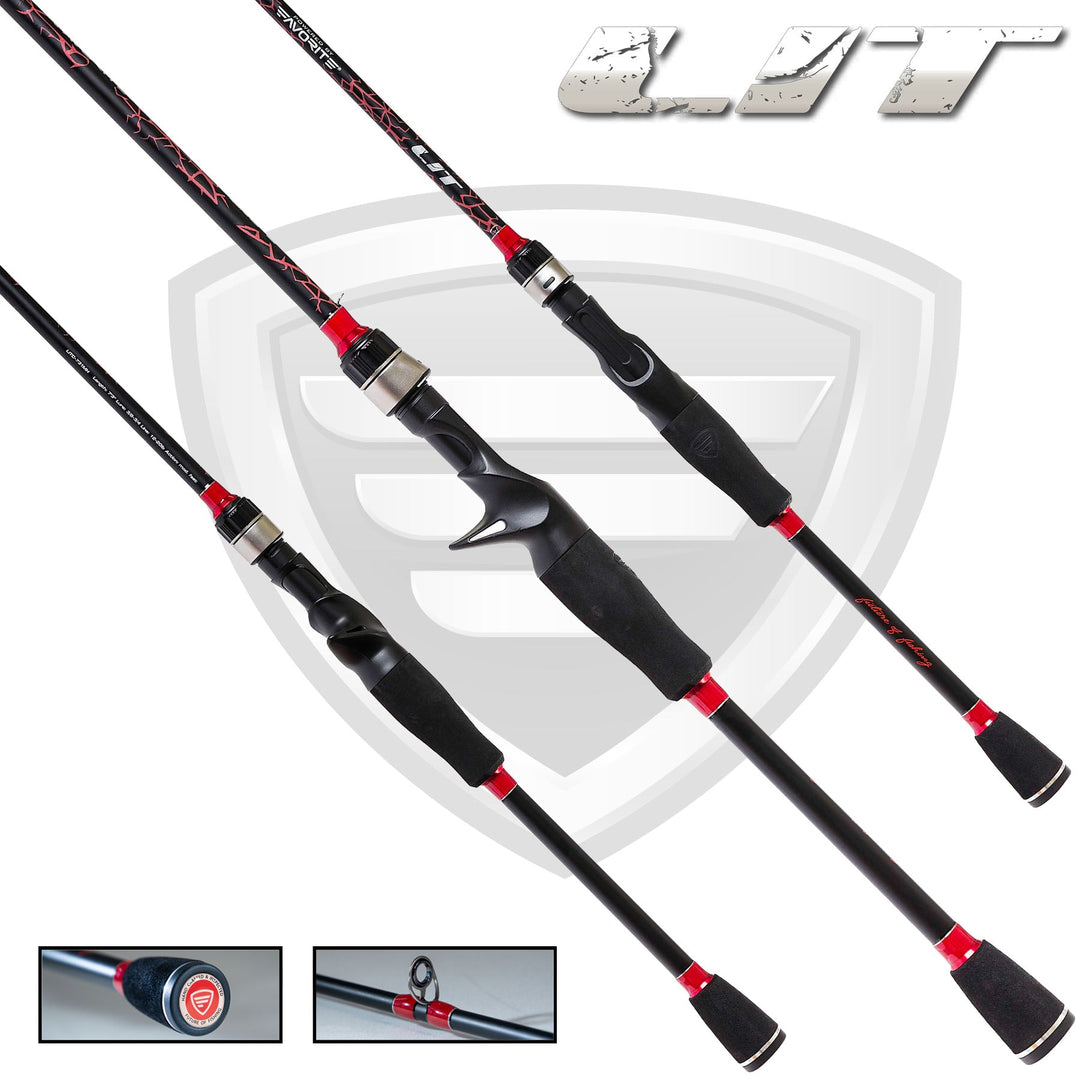 Favorite Fishing LIT Casting Rod showing a sleek black casting rod designed for freshwater fishing.