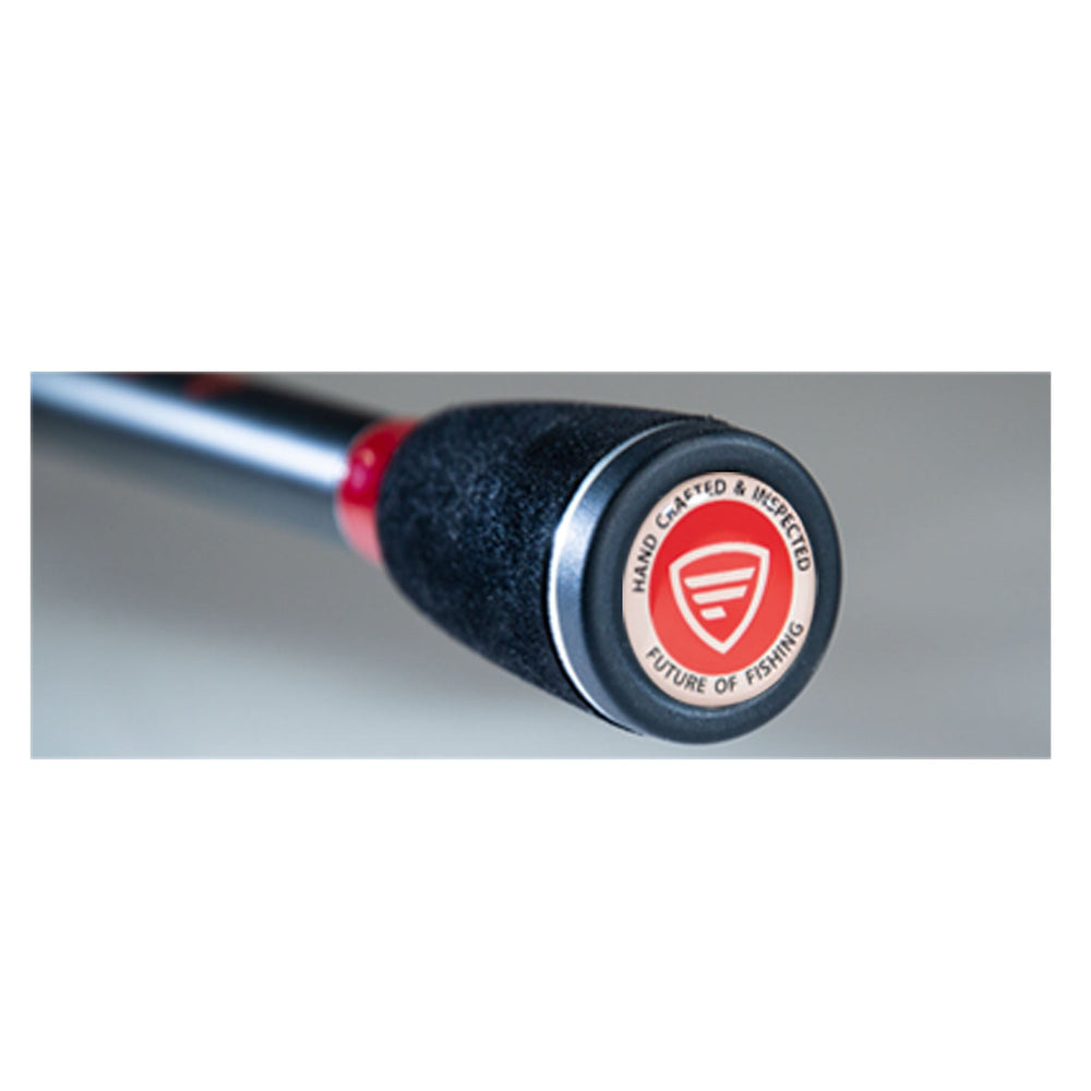 Favorite Fishing Lit spinning rod with a close-up of the sleek casting butt section for smooth casting and handling.