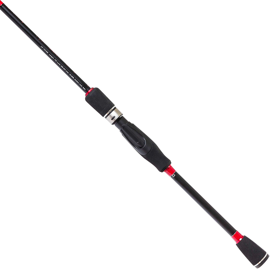 Favorite Fishing Lit Spinning Rod with a close-up view of the spinning rod's handle and reel seat.