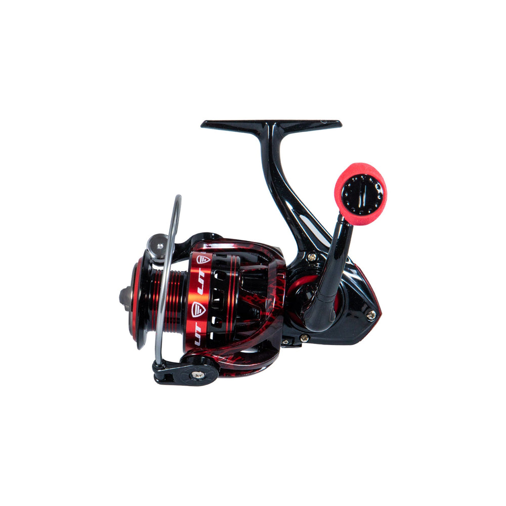 Favorite Fishing LIT spinning reel shown from the left side, highlighting the reel's design and handle details.