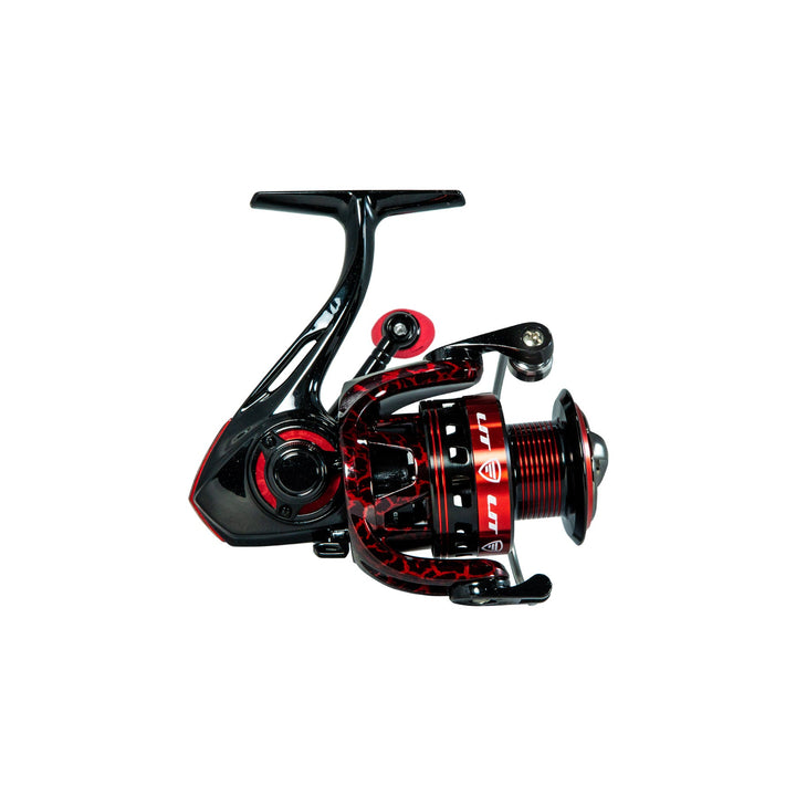 Favorite Fishing LIT Spinning Reel showing the right side with handle and spool, designed for smooth fishing experiences.