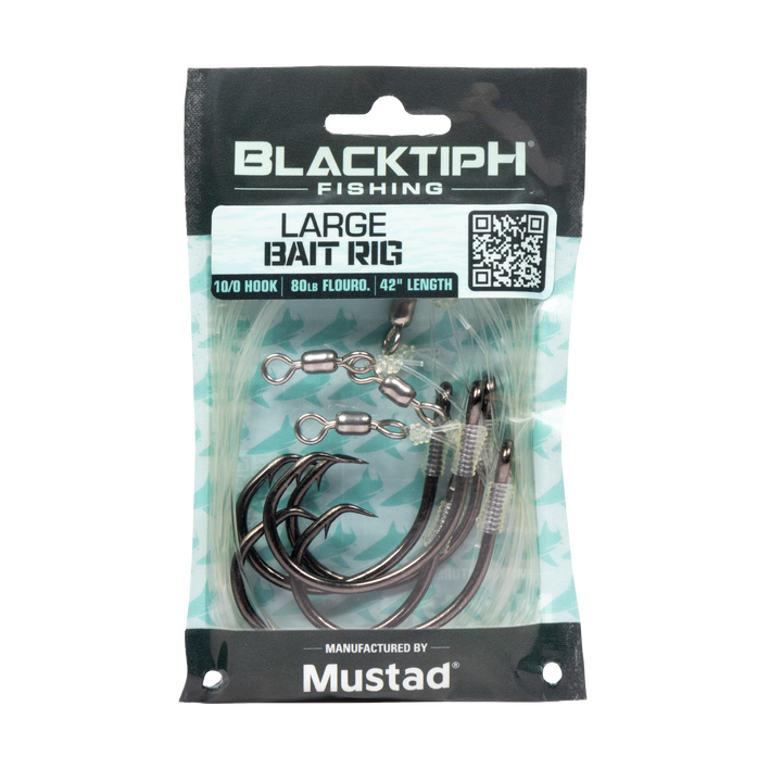 BlacktipH Mustad Live Bait Rigs with 10/0 Black Nickel Circle Hook and Premium Rosco Swivel - Large 5 Pack