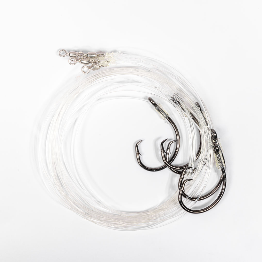 BlacktipH Mustad Live Bait Rigs with 7/0 Black Nickel Circle Hook and Premium Rosco Swivel - Medium 5 Pack
