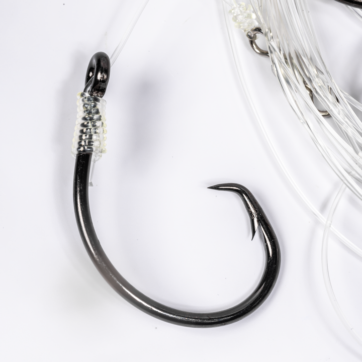 BlacktipH Mustad Live Bait Rigs with 7/0 Black Nickel Circle Hook and Premium Rosco Swivel - Medium 5 Pack