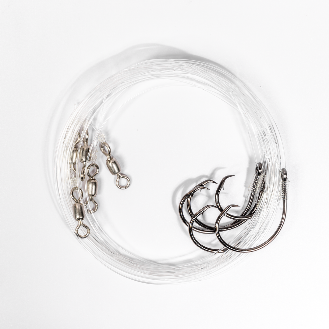 BlacktipH Mustad Live Bait Rigs with 5/0 Black Nickel Circle Hook and Premium Rosco Swivel - Small 5 Pack