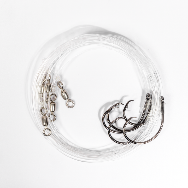 BlacktipH Mustad Live Bait Rigs with 5/0 Black Nickel Circle Hook and Premium Rosco Swivel - Small 5 Pack