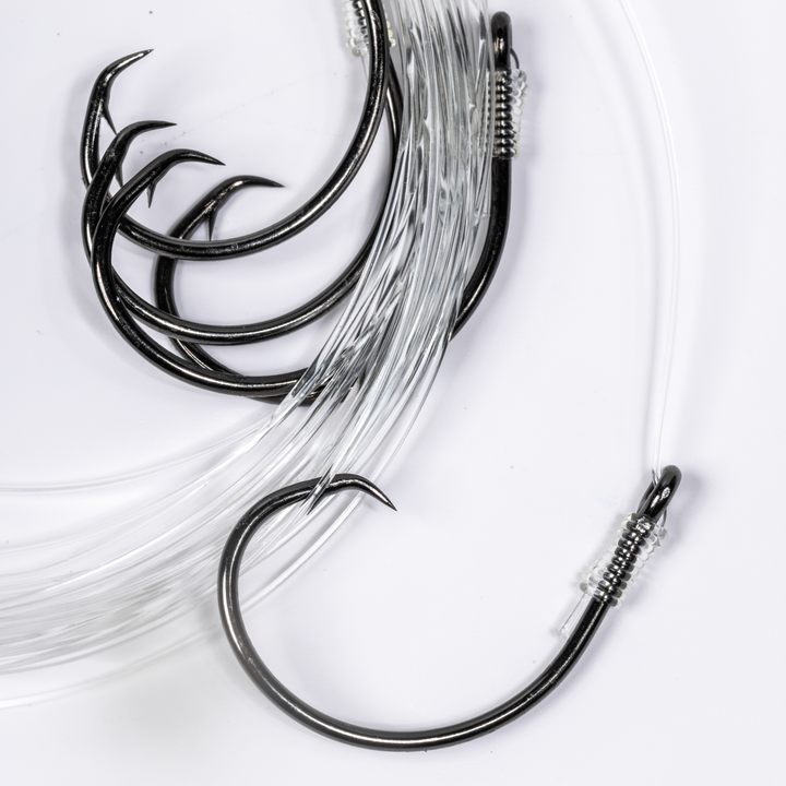 BlacktipH Mustad Live Bait Rigs with 5/0 Black Nickel Circle Hook and Premium Rosco Swivel - Small 5 Pack