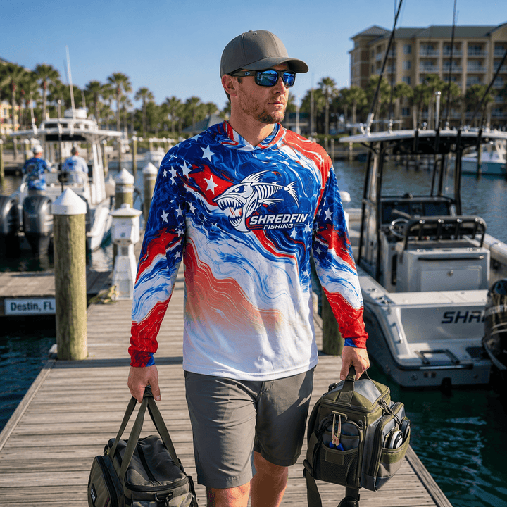 ShredFin StormSurge Hooded Performance Shirt | Freedom Swirl | USA 250th Anniversary Edition 🇺🇸