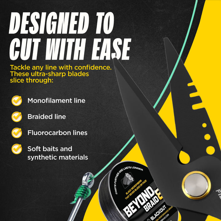Beyond Braid 6.5-inch Omni Pro Fishing Shears with sharp stainless steel blades for precise cutting of fishing lines and tackle.