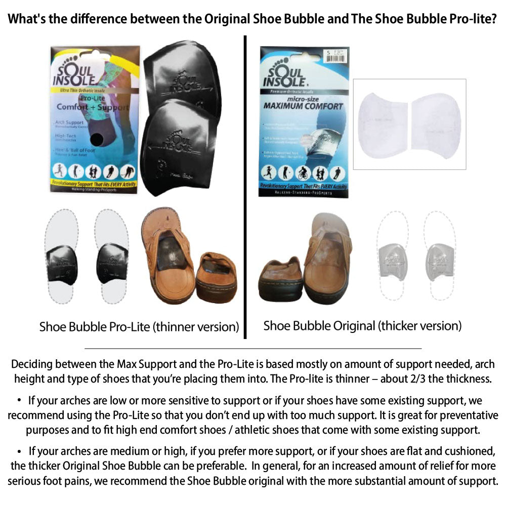 Soul Insole Shoe Bubble Pro-Lite orthotic with cushioned support and ergonomic design for comfortable fit in shoes.
