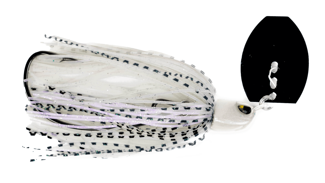Pearl Shad Weedless Vibrating Jig fishing lure by G-Ratt Baits, designed for bass fishing with a realistic shad appearance.