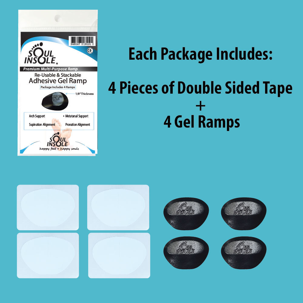 Stackable supports and gel ramps from Soul Insole, showing flexible, durable ramp pieces and ergonomic support accessories.