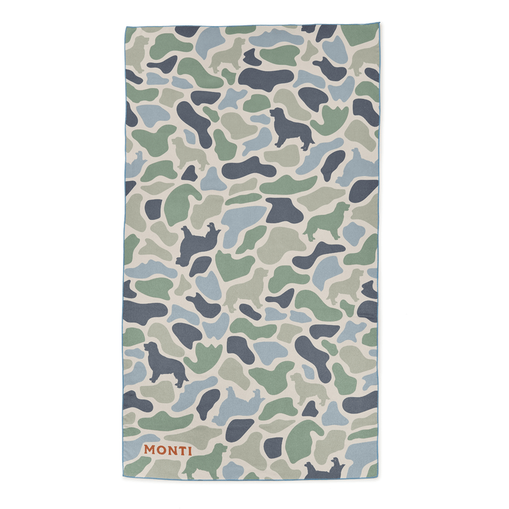 Soft, absorbent Retriever Towel from Monti Coolers featuring the Big Ass Towel logo on a plush, lightweight fabric.