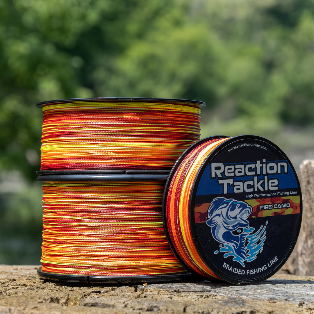 Reaction Tackle Braided Fishing Line - Fire Camo - NEW