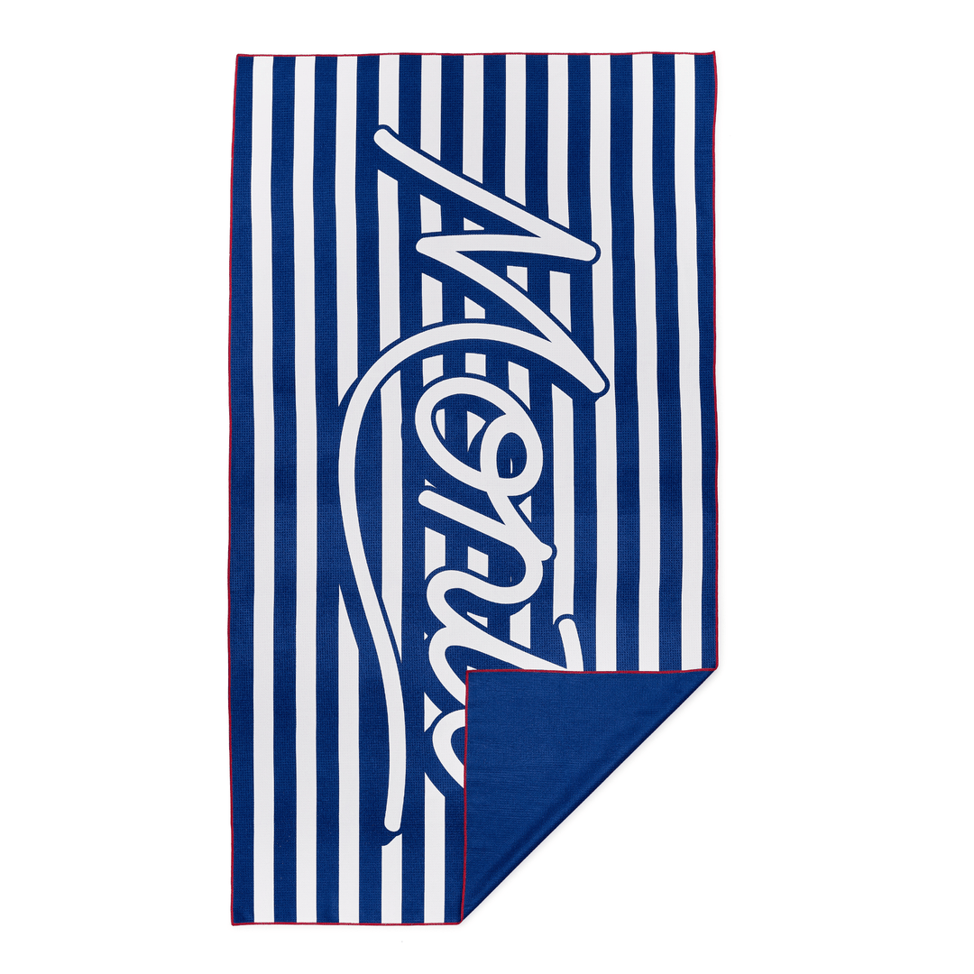 Monti Coolers The Big Ass Towel with script design, large absorbent beach towel in vibrant colors, perfect for lounging and swimming.