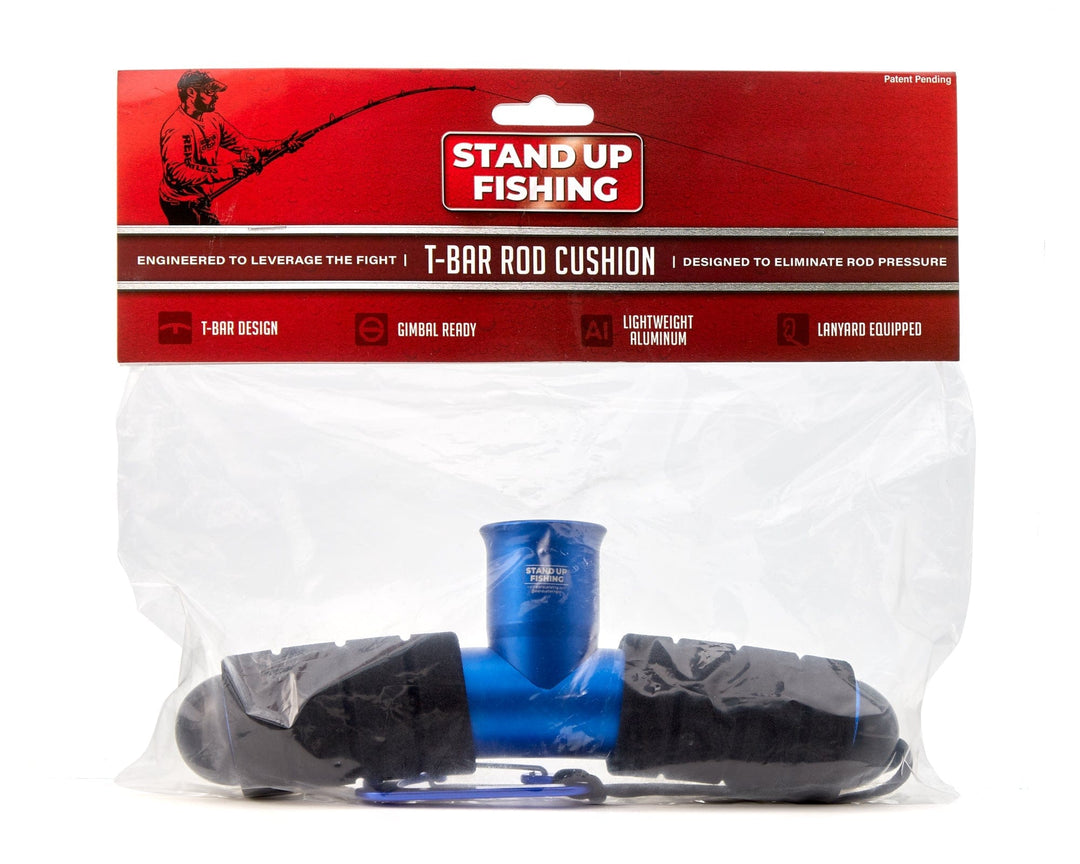 Blue T-Bar Rod Cushion by Stand Up Fishing, designed for comfortable grip and protection during fishing trips.