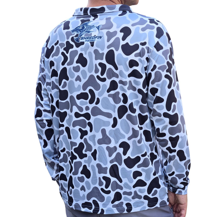 ShredFin FeatherLite 1/4 Zip Performance Shirt | Retro Camo – Overcast