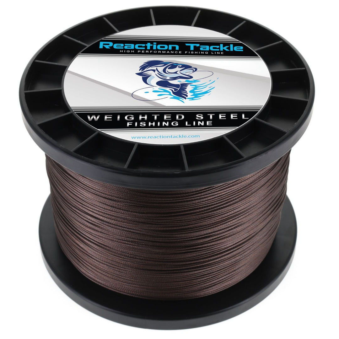 Reaction Tackle weighted stainless steel trolling line, 45LB, premium fishing wire with large weight and durable construction.