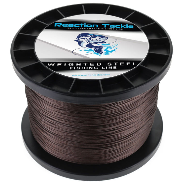 Reaction Tackle weighted stainless steel trolling line, 45LB, premium fishing wire with large weight and durable construction.