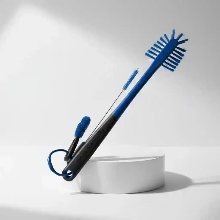 Coldest Water Bottle Brush with three cleaning tools in one, designed for thorough cleaning of water bottles and bottles.