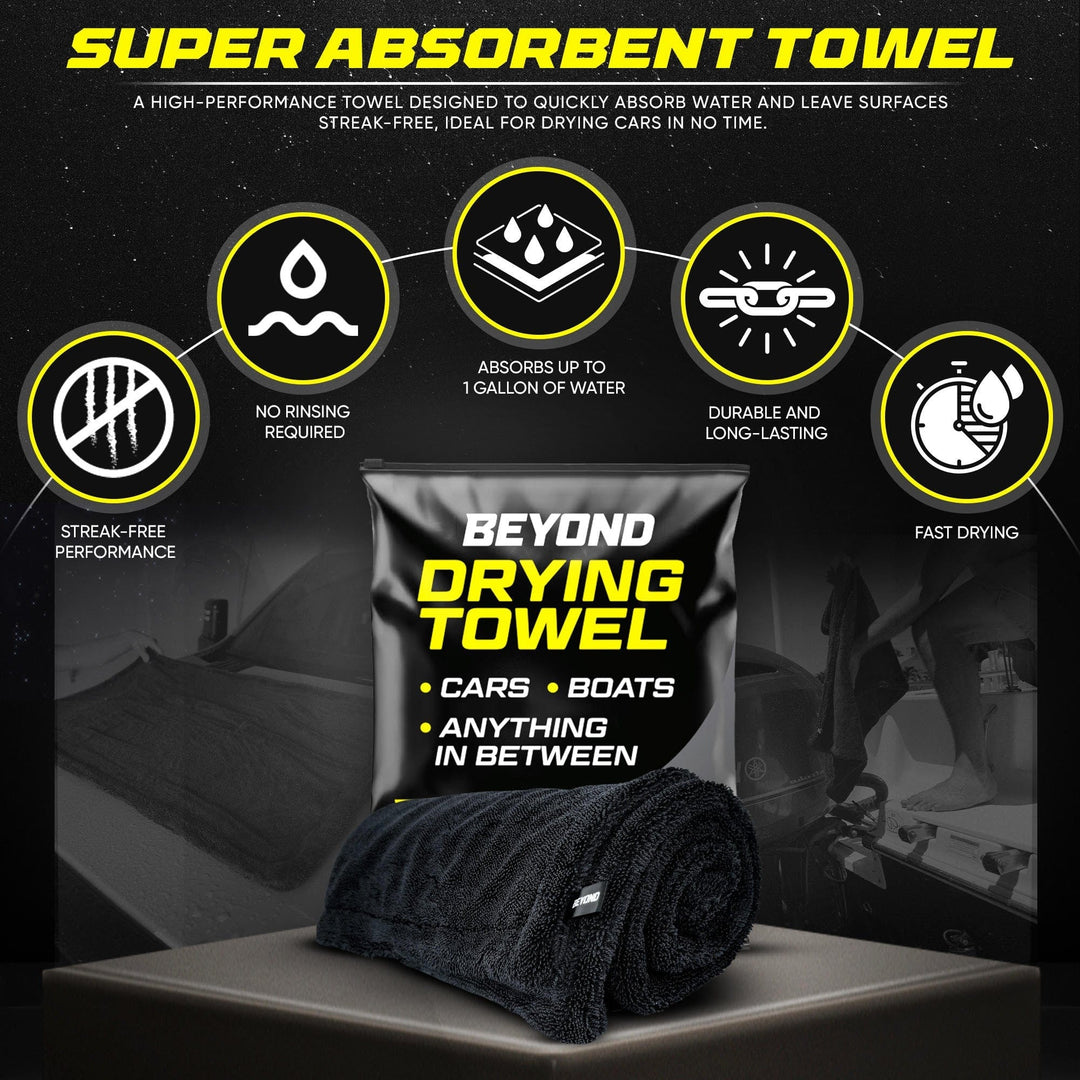 Beyond Braid super absorbent large microfiber drying towel, premium quality, soft and quick-drying for effective water absorption.