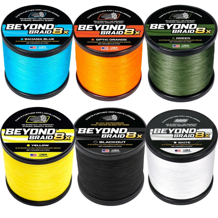 Beyond Braid 8-strand braided fishing line in green, 300 yards, designed for high performance in saltwater and freshwater fishing.