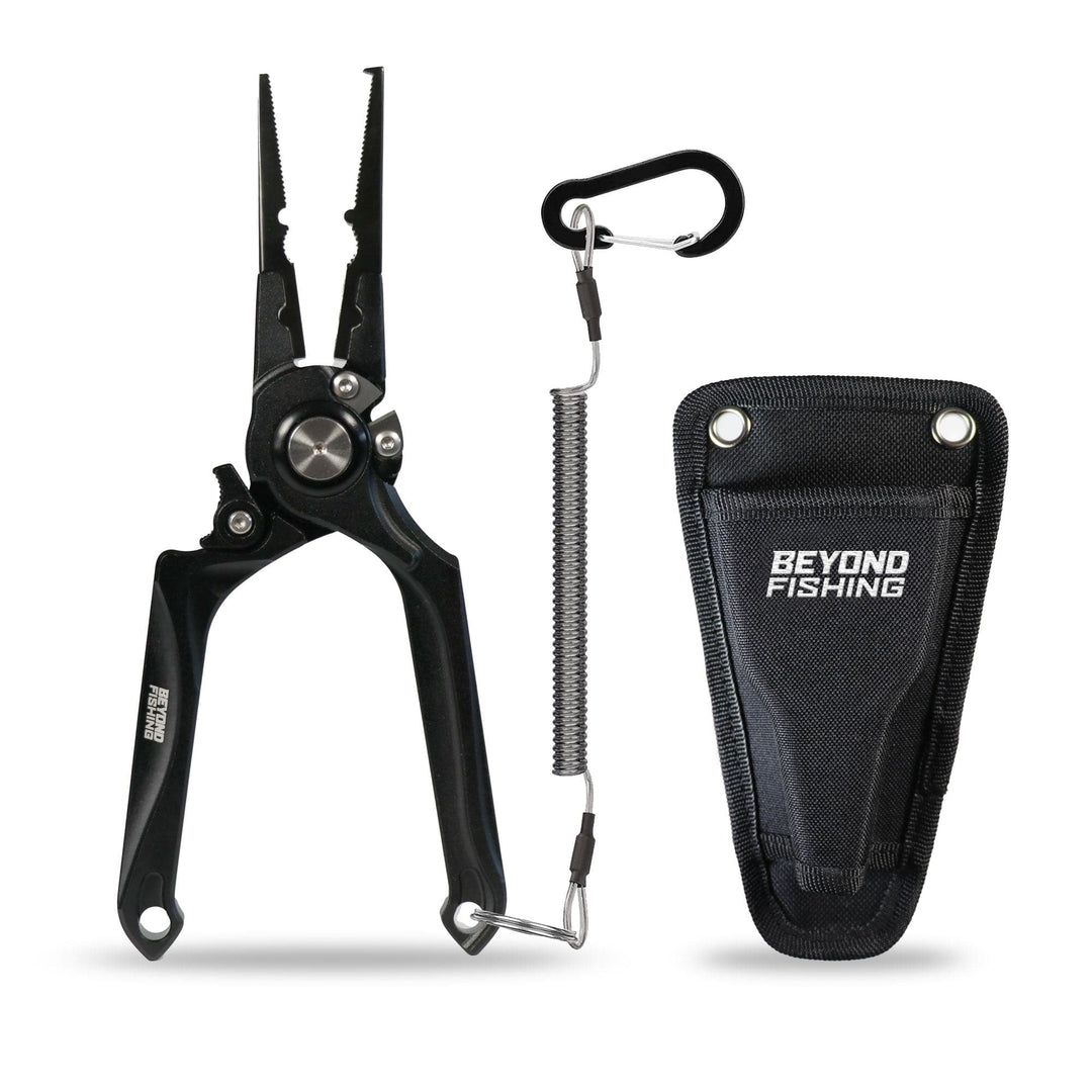 Black Beyond Braid Pro Aluminum Series 8-inch pliers with ergonomic handles and precise gripping jaws.