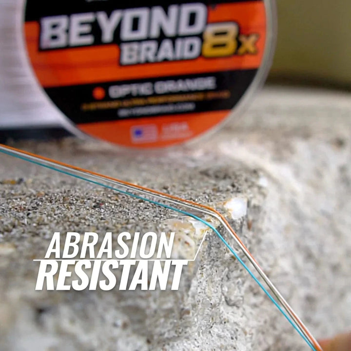 Beyond Braid blue braided fishing line, 8lb test, 300 yards, suitable for saltwater and freshwater fishing.