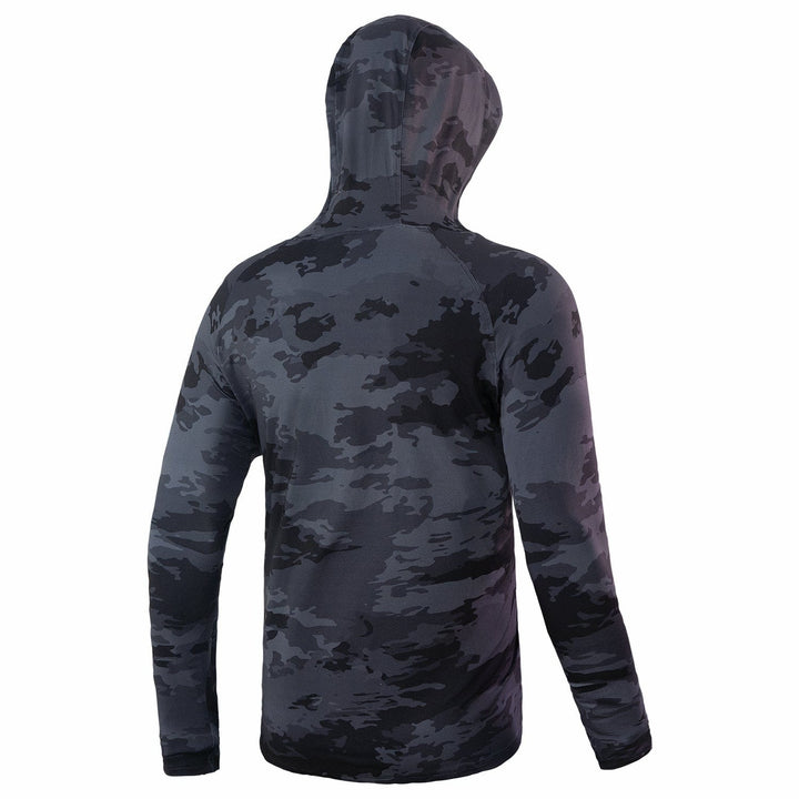 Beyond Braid long sleeve hooded performance fishing shirt, lightweight fabric with hood, designed for outdoor fishing activities.