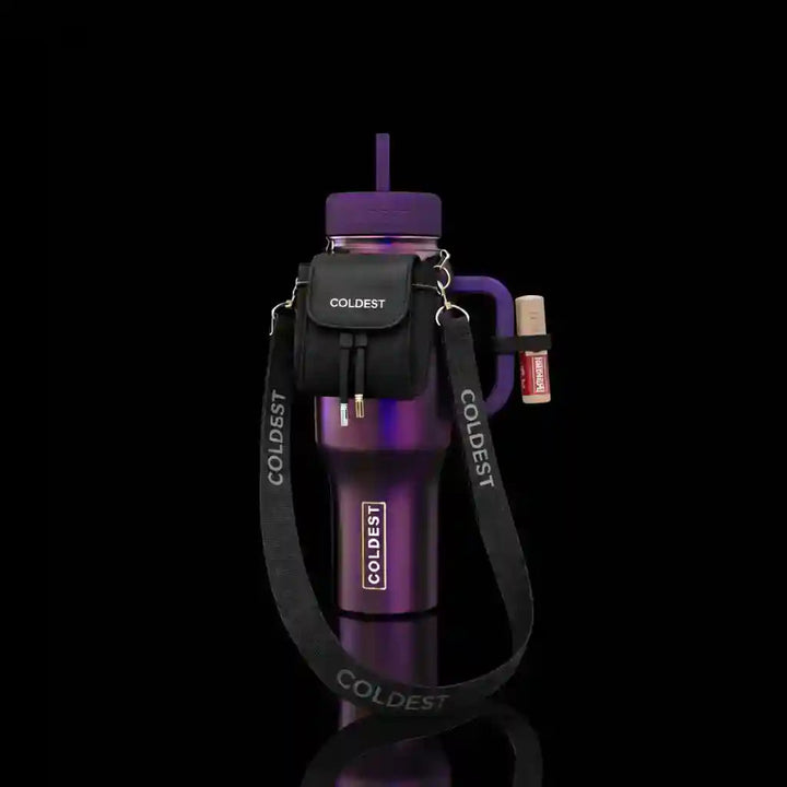 Black Coldest mini backpack with squeeze holder, key hanger, and mint box, featuring a compact design and functional accessories.