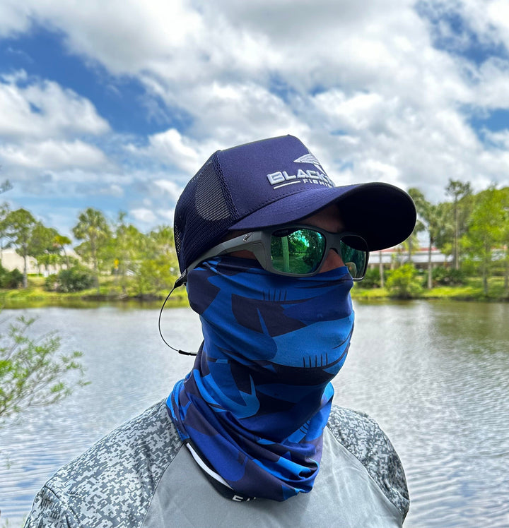 BlacktipH royal blue performance face shield, lightweight and breathable apparel accessory for outdoor activities.
