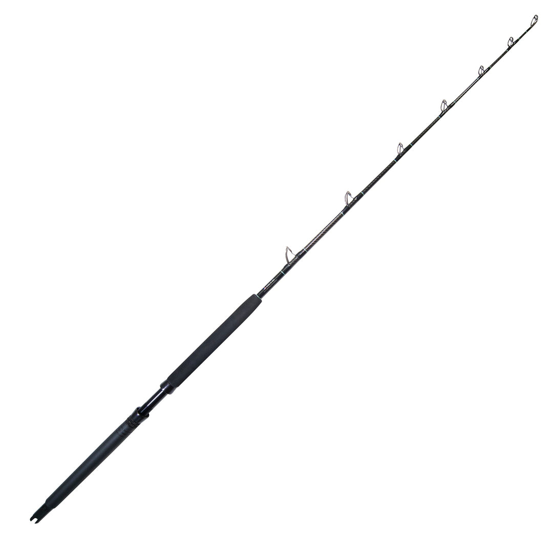 BlacktipH 30-50lb standup fishing rod with carbon fiber wrap, designed for deep-sea or big game fishing, showing the sleek rod design.
