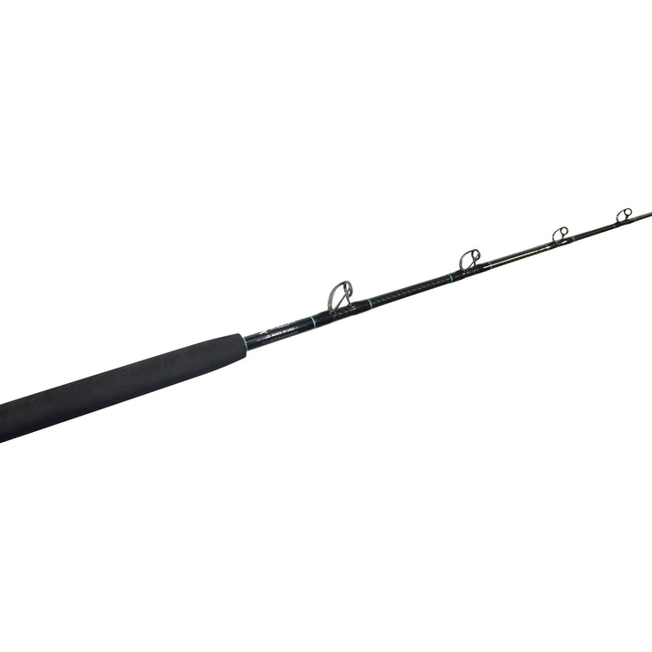 BlacktipH 30-50lb standup fishing rod with carbon fiber wrap, designed for heavy-duty saltwater fishing, featuring a sturdy build.