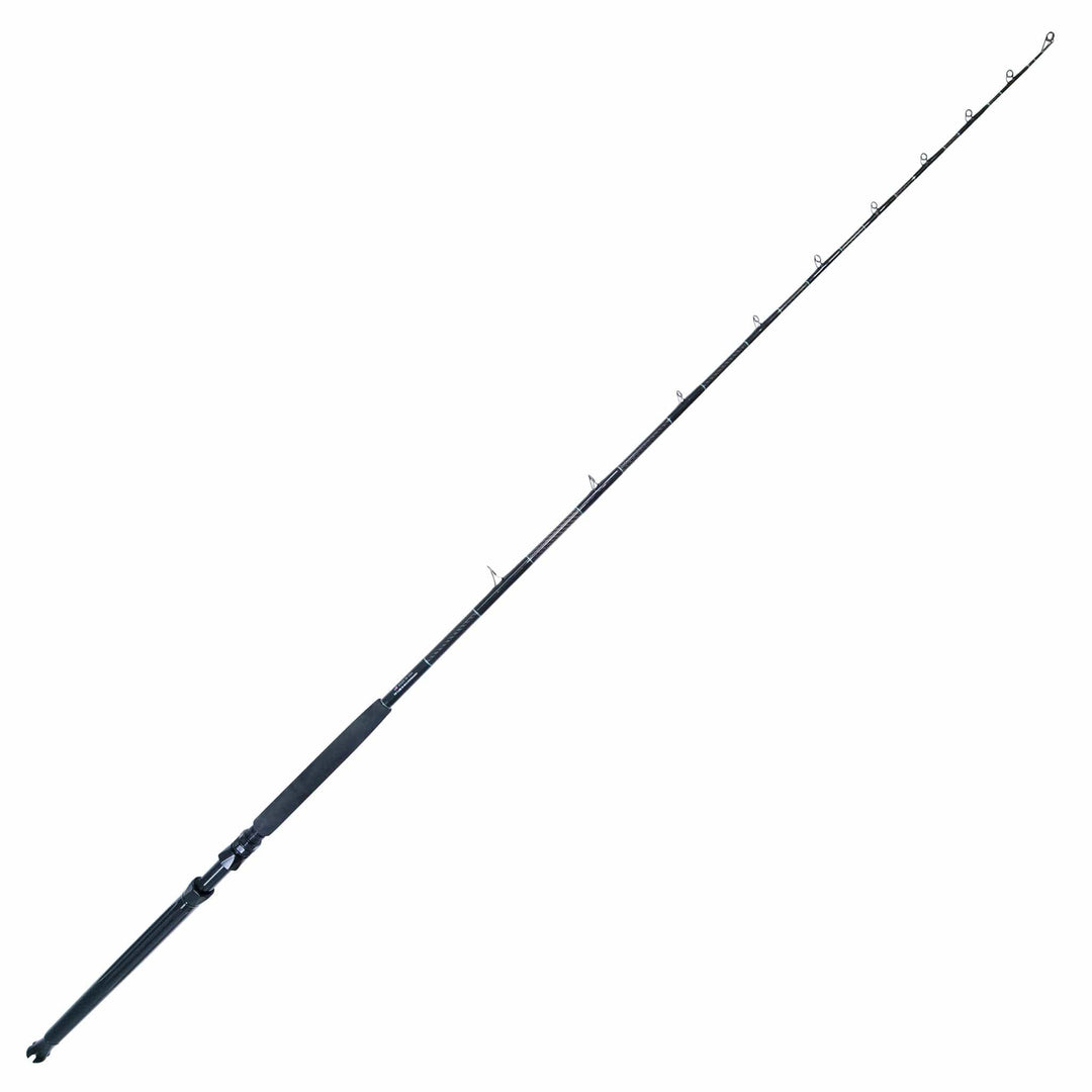 BlacktipH live bait fishing rod with Winthrop Epic butt and carbon fiber wrap, showing the rod's sleek design and sturdy construction.