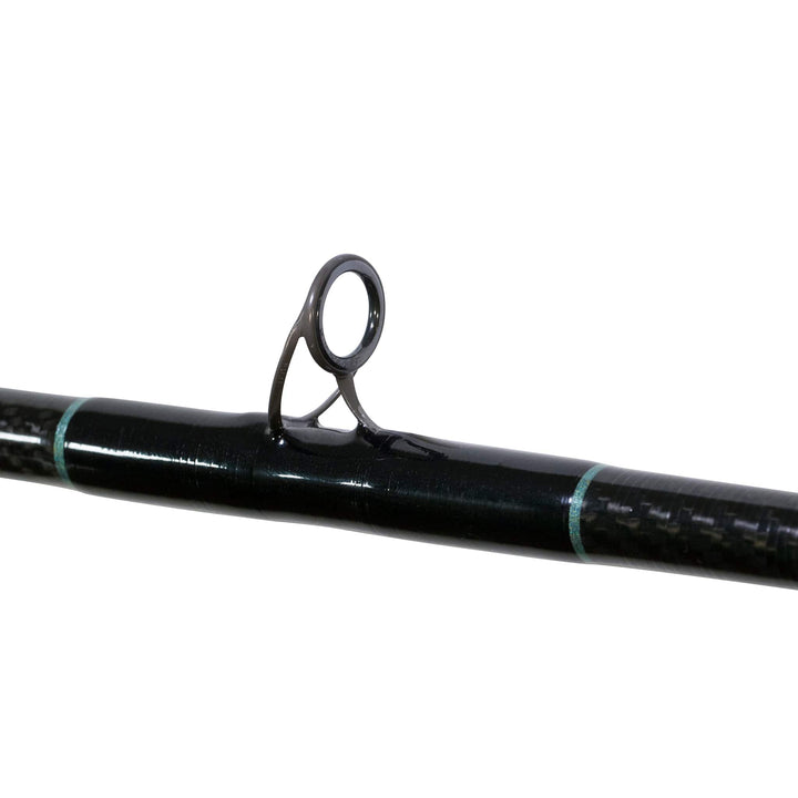 BlacktipH live bait fishing rod with Winthrop Epic butt and carbon fiber wrap, showing the rod's sleek design and durable construction.