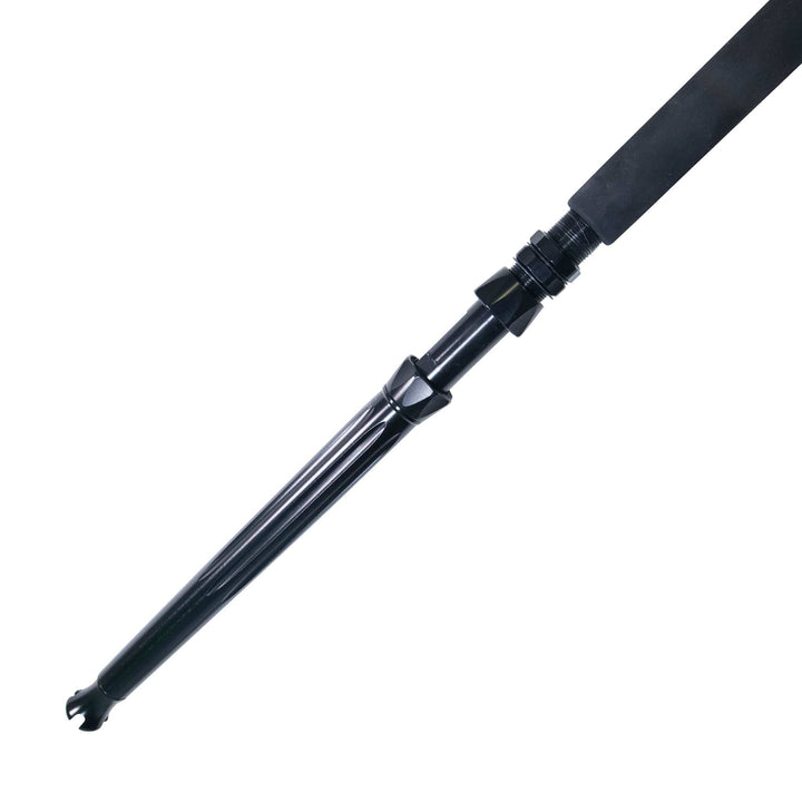 BlacktipH live bait fishing rod with Winthrop Epic butt and carbon fiber wrap, featuring a sleek black design and sturdy construction.