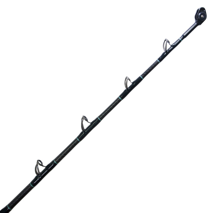 BlacktipH shark fishing rod with Winthrop Terminator butt and carbon fiber wrap, designed for heavy-duty saltwater fishing.
