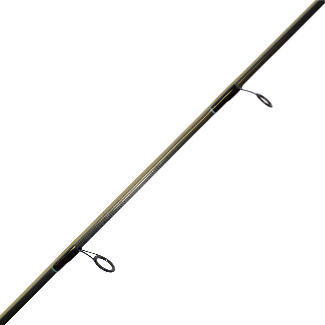 BlacktipH split-grip spinning fishing rod with graphite reel seat, 6-12lb line weight, designed for freshwater or saltwater fishing.