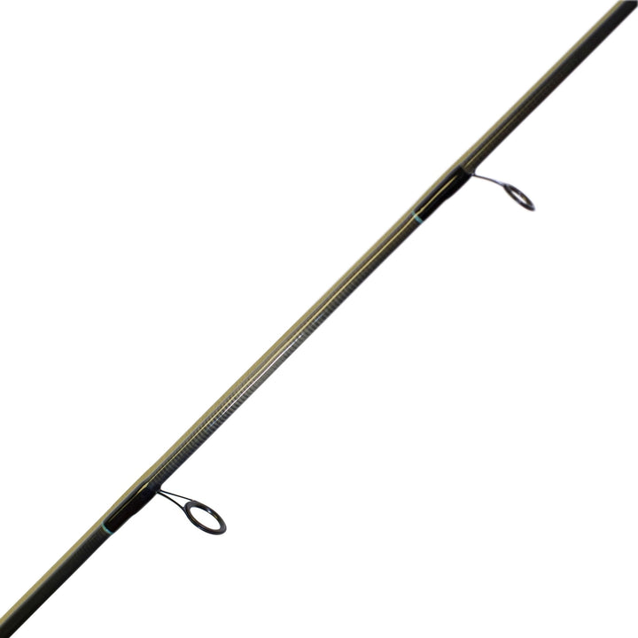 BlacktipH split-grip spinning fishing rod with graphite reel seat, 6-12lb line weight, designed for freshwater or saltwater fishing.