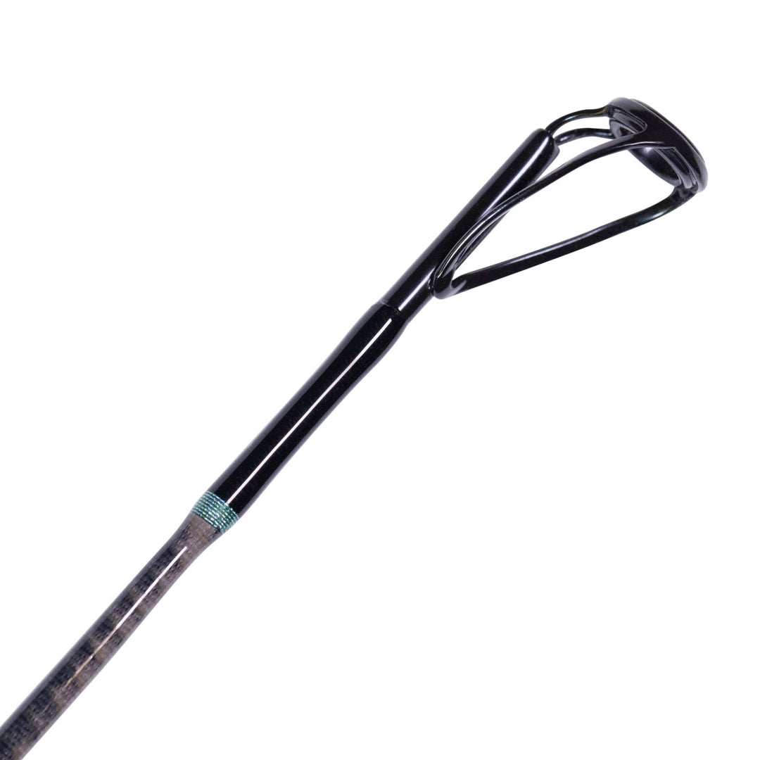 BlacktipH split-grip spinning fishing rod with graphite reel seat, designed for 6-12lb line, showing the handle and rod tip.