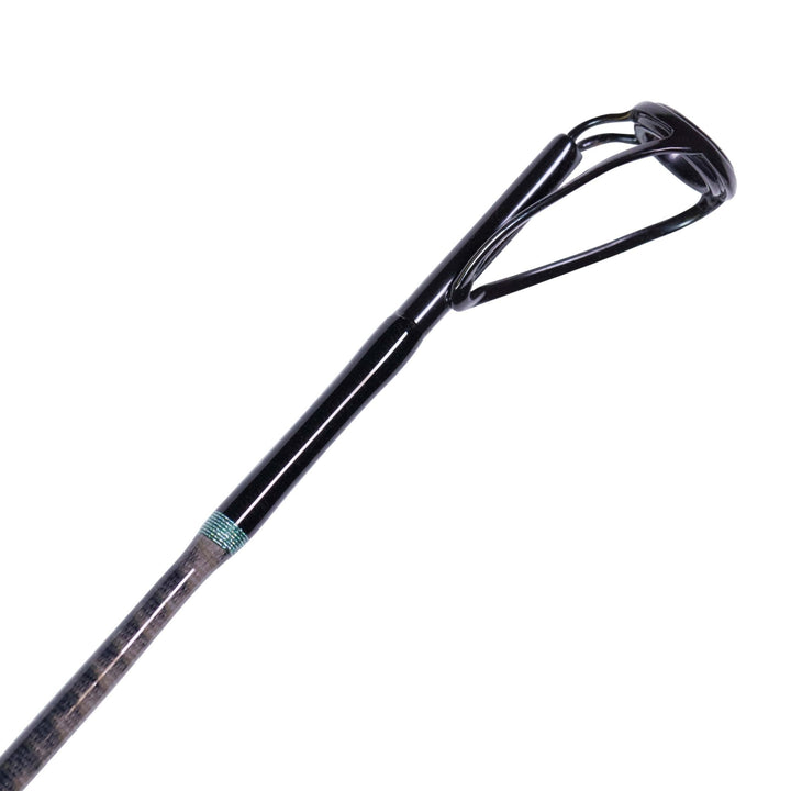 BlacktipH split-grip spinning fishing rod with graphite reel seat, designed for 6-12lb line, showing the handle and rod tip.