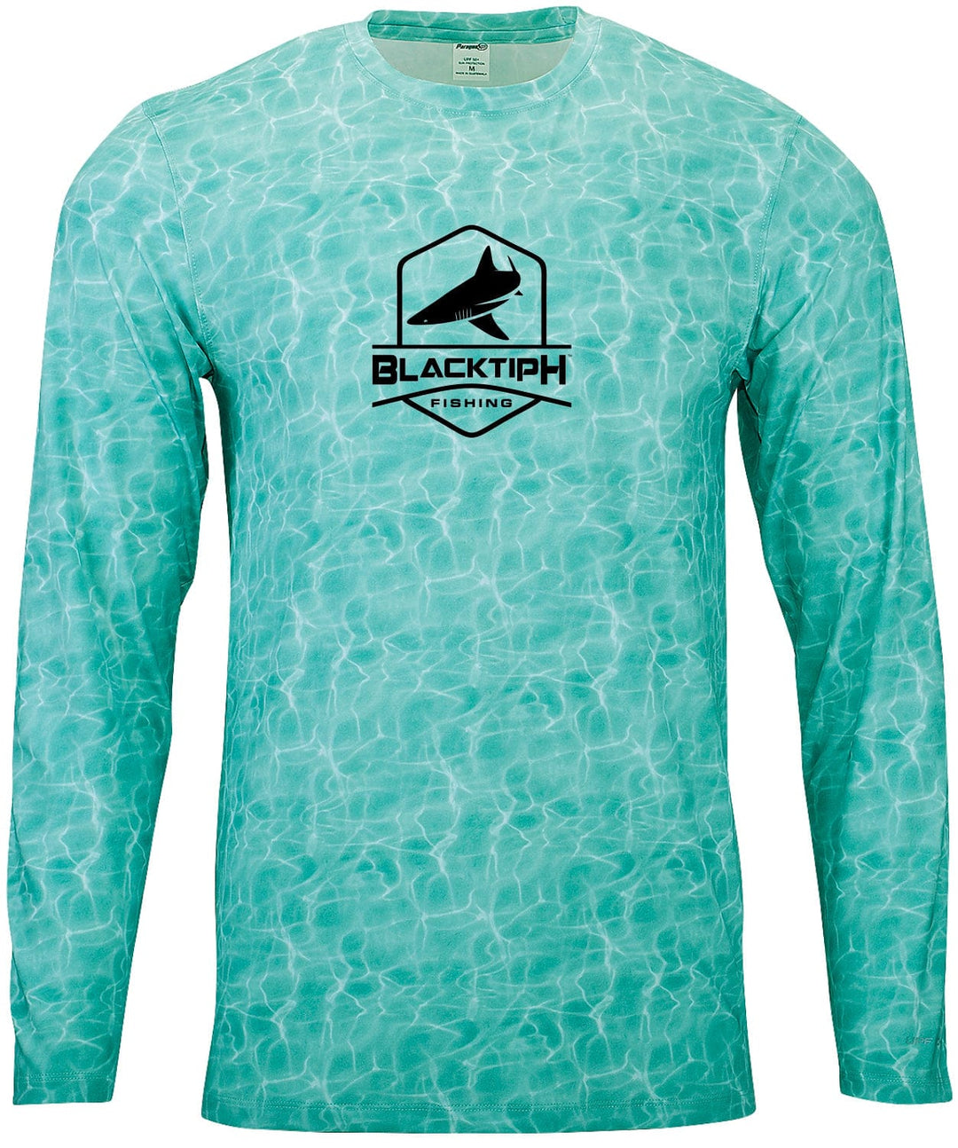 BlacktipH Shoreline Aqua Interlock Performance Long Sleeve Shirt with water-inspired pattern, designed for comfort and durability.